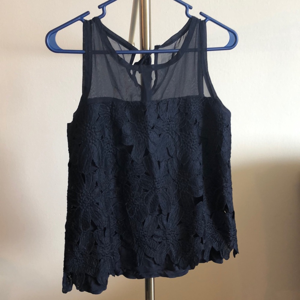 Navy floral Ann Taylor top